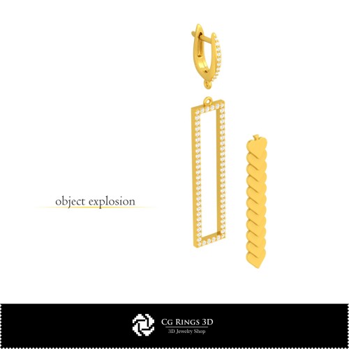 3D-CAD-Ohrringe mit Spielkarten Zuhause, Schmuck 3D-CAD, Ohrringe 3D-CAD, 3D-Hängeohrringe