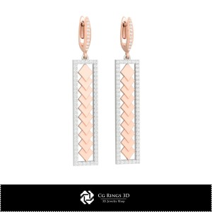 Cercei CAD 3D cu cărți de joc, Bijuterii CAD 3D, Cercei CAD 3D, Cercei diamant 3D, Cercei pendul 3D