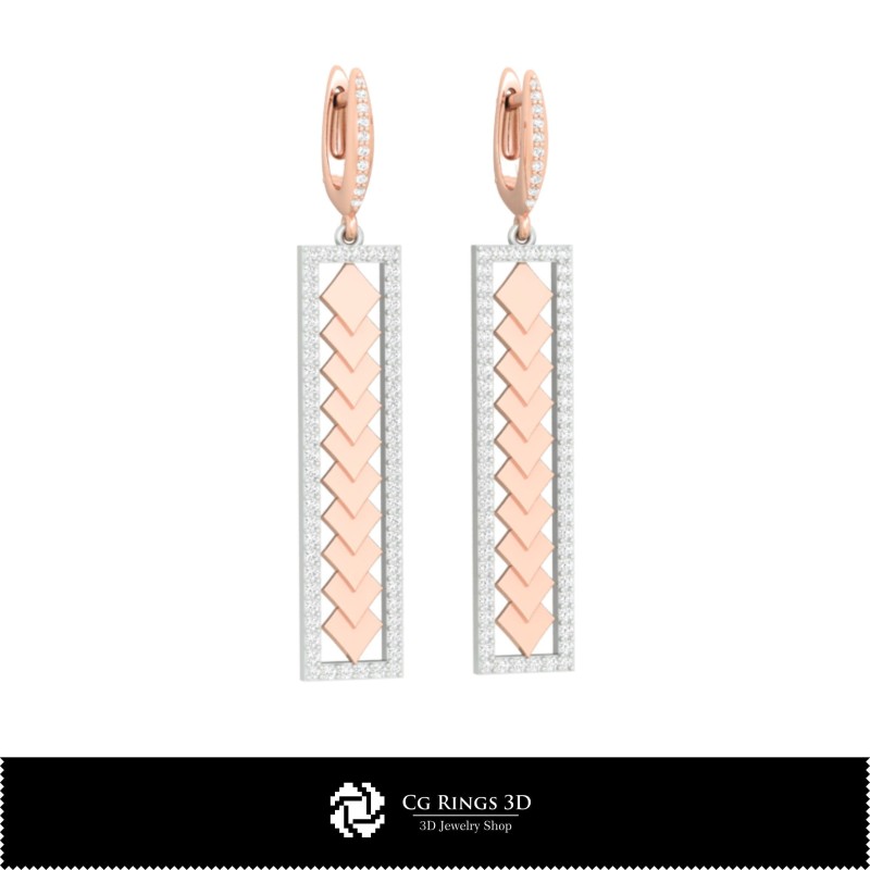 Pendientes CAD 3D con Naipes para el Hogar, Joyería CAD 3D, Pendientes CAD 3D, Pendientes con Diamantes 3D, Pendientes