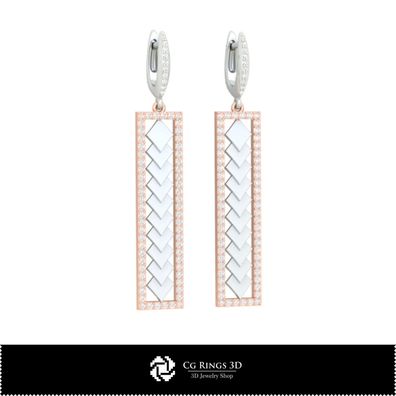 Orecchini CAD 3D con Carte da Gioco, Gioielli CAD 3D, Orecchini CAD 3D, Orecchini con Diamanti 3D, Orecchini Pendenti 3D