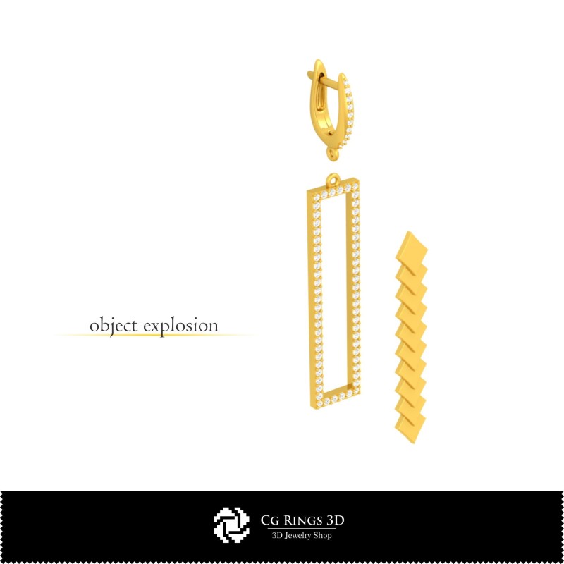 3D-CAD-Ohrringe mit Spielkarten Heim, Schmuck 3D-CAD, Ohrringe 3D-CAD, 3D-Diamantohrringe, 3D-Tropfenohrringe
