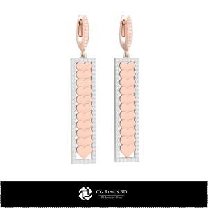 3D CAD Earrings with Playing Cards Home, Jewelry 3D CAD, Earrings 3D CAD , 3D Diamond Earrings, 3D Drop Earrings 2