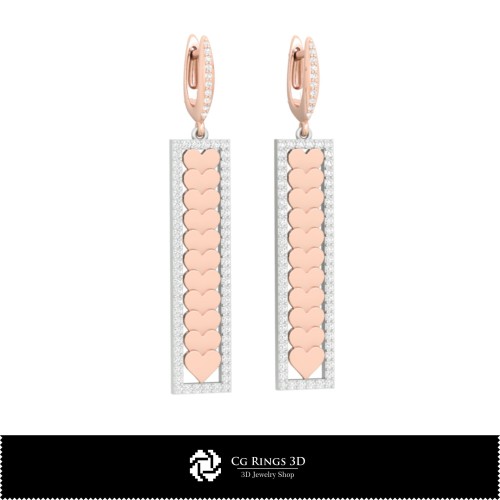 Pendientes CAD 3D con Naipes para el Hogar, Joyería CAD 3D, Pendientes CAD 3D, Pendientes 3D con Diamantes, Pendientes