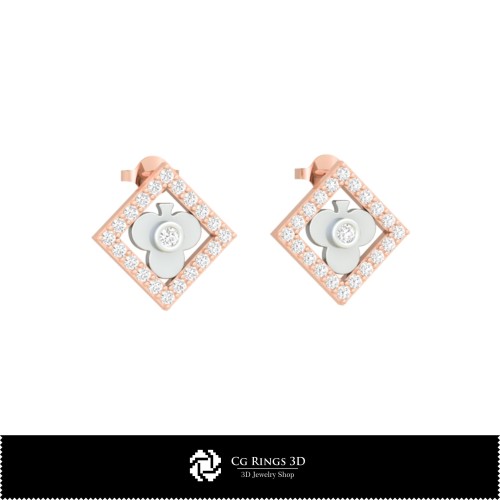 Cercei 3D CAD pentru copii cu cărți de joc, bijuterii 3D CAD, cercei 3D CAD, cercei studs 3D, cercei 3D pentru copii