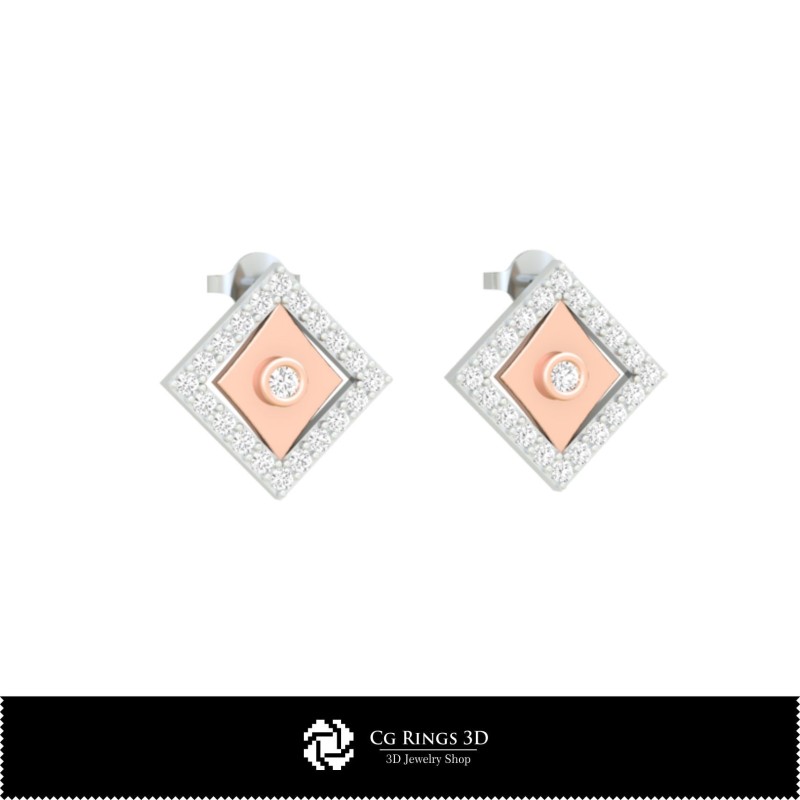 Pendientes infantiles 3D CAD con cartas de juego, Joyería 3D CAD, Pendientes 3D CAD, Pendientes de botón 3D, Pendientes