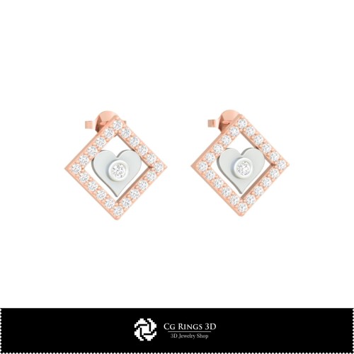 3D-CAD-Kinderohrstecker mit Spielkarten Zuhause, Schmuck 3D-CAD, Ohrstecker 3D-CAD, 3D-Ohrstecker, 3D-Kinderohrstecker
