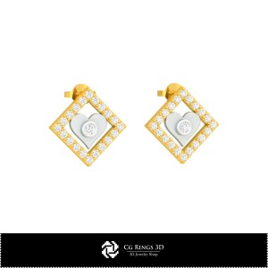 3D CAD Children Earrings with Playing Cards Home, Jewelry 3D CAD, Earrings 3D CAD , 3D Studs Earrings, 3D Children Earrings 2