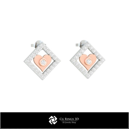 3D-CAD-Kinderohrstecker mit Spielkarten Zuhause, Schmuck 3D-CAD, Ohrstecker 3D-CAD, 3D-Ohrstecker, 3D-Kinderohrstecker