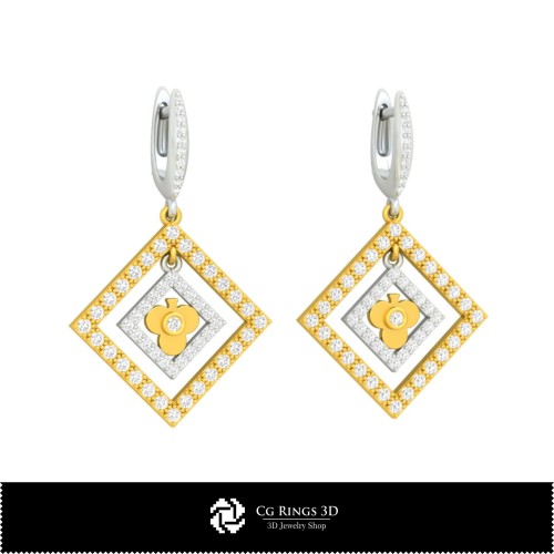 Boucles d'oreilles CAO 3D avec cartes à jouer, Bijoux CAO 3D, Boucles d'oreilles CAO 3D, Boucles d'oreilles diamant 3D