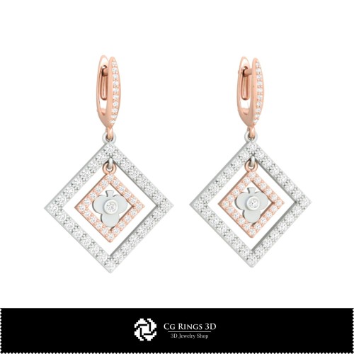3D-CAD-Ohrringe mit Spielkarten Home, Schmuck 3D-CAD, Ohrringe 3D-CAD, 3D-Diamantohrringe