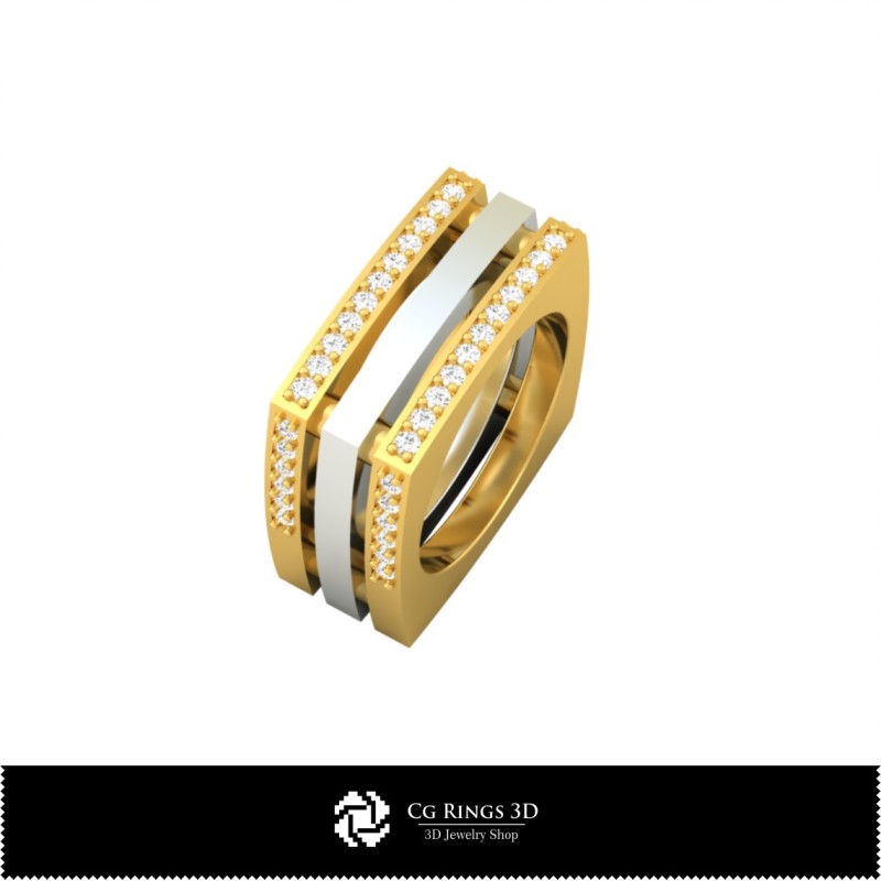Anillo 3D con diamantes Hogar, Joyería CAD 3D, Anillos CAD 3D, Alianzas de boda 3D, Anillos de diamantes 3D