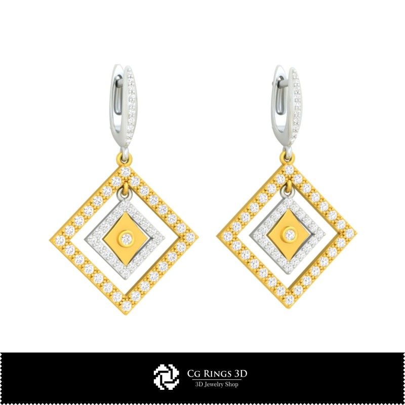 Pendientes CAD 3D con Naipes para el Hogar, Joyería CAD 3D, Pendientes CAD 3D, Pendientes de Diamante 3D