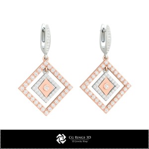 3D-CAD-Ohrringe mit Spielkarten Home, Schmuck 3D-CAD, Ohrringe 3D-CAD, 3D-Diamantohrringe 2