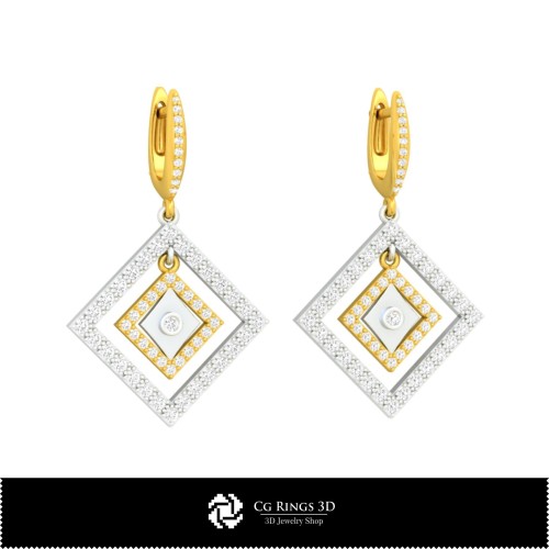 3D-CAD-Ohrringe mit Spielkarten Home, Schmuck 3D-CAD, Ohrringe 3D-CAD, 3D-Diamantohrringe