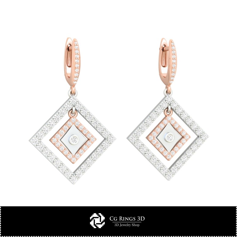 3D-CAD-Ohrringe mit Spielkarten Home, Schmuck 3D-CAD, Ohrringe 3D-CAD, 3D-Diamantohrringe