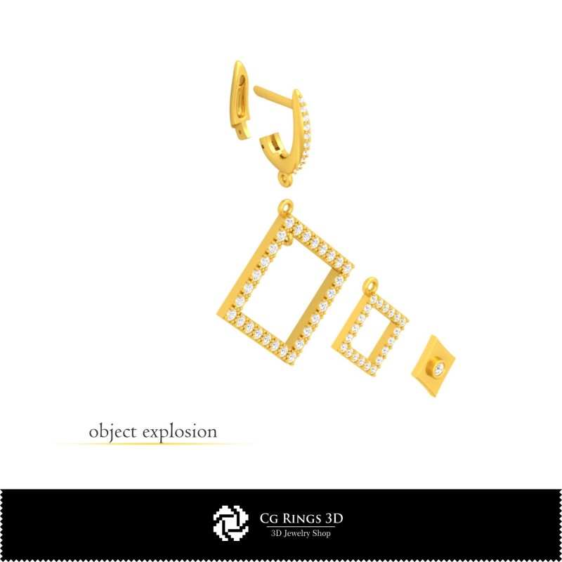 3D-CAD-Ohrringe mit Spielkarten Home, Schmuck 3D-CAD, Ohrringe 3D-CAD, 3D-Diamantohrringe