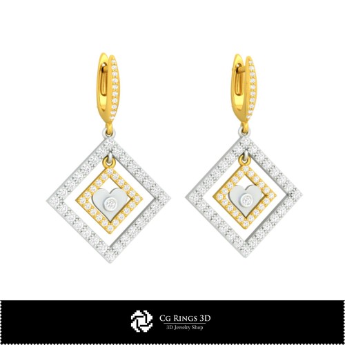 Orecchini CAD 3D con Carte da Gioco, Gioielli CAD 3D, Orecchini CAD 3D, Orecchini con Diamanti 3D