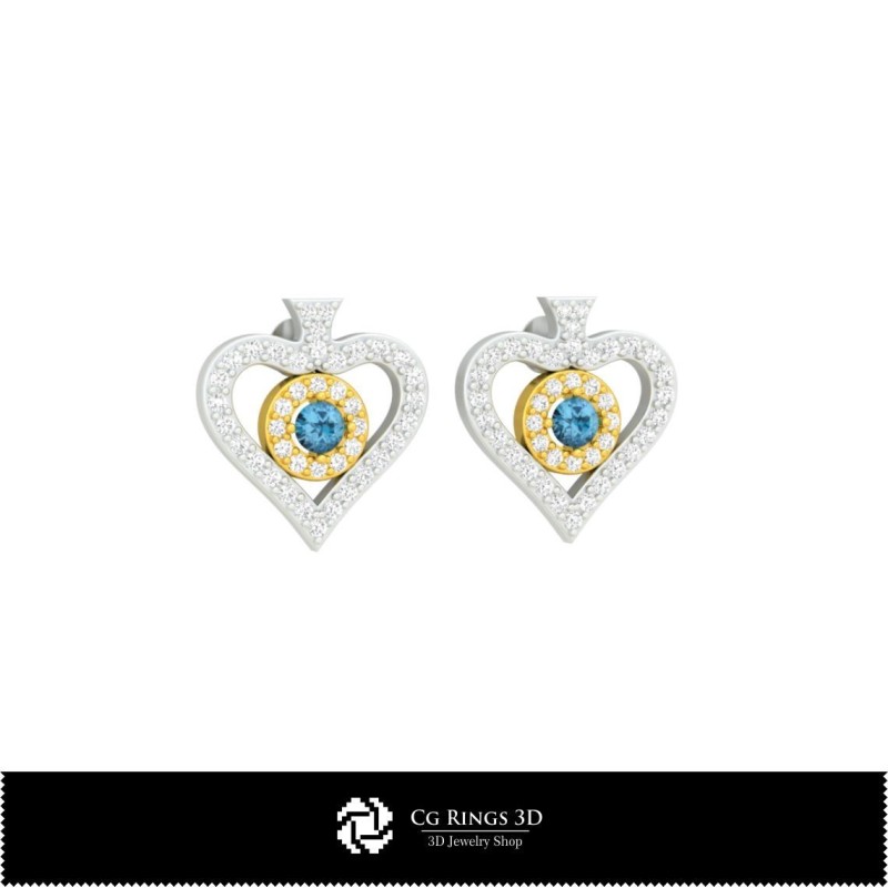 3D-CAD-Ohrringe mit Spielkarten Home, Schmuck 3D-CAD, Ohrringe 3D-CAD, 3D-Diamantohrringe, 3D-Steckerohrringe