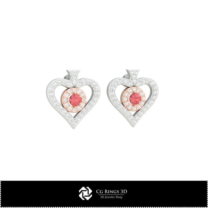 Orecchini CAD 3D Carte da Gioco Casa, Gioielli CAD 3D, Orecchini CAD 3D, Orecchini a Diamante 3D, Orecchini a Perno 3D