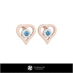 Boucles d'oreilles CAO 3D avec cartes à jouer, Bijoux CAO 3D, Boucles d'oreilles CAO 3D, Boucles d'oreilles diamants 3D, Clous