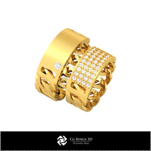 3D-Ehering mit Diamanten Home, Schmuck 3D-CAD, Ringe 3D-CAD, Eheringe 3D