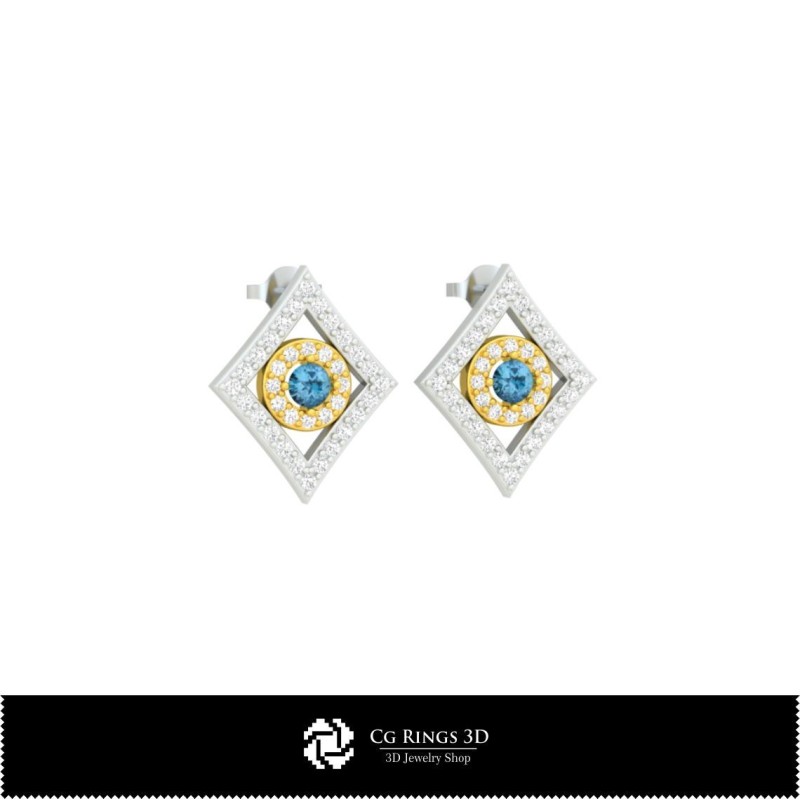 Pendientes CAD 3D con naipes para el hogar, Joyería CAD 3D, Pendientes CAD 3D, Pendientes de diamante 3D, Pendientes de botón 3D