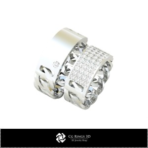 钻石3D婚戒 家居，珠宝3D CAD，戒指3D CAD，婚戒3D 2