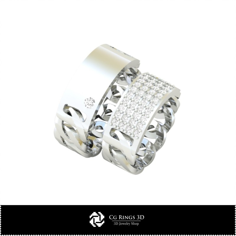 3D-Ehering mit Diamanten Home, Schmuck 3D-CAD, Ringe 3D-CAD, Eheringe 3D
