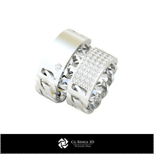 3D-Ehering mit Diamanten Home, Schmuck 3D-CAD, Ringe 3D-CAD, Eheringe 3D