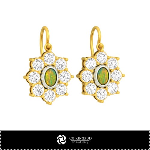 Boucles d'oreilles opale 3D CAO, Bijoux CAO 3D, Boucles d'oreilles CAO 3D, Boucles d'oreilles pendantes 3D, Boucles d'oreilles