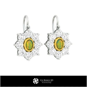 3D CAD Opal Earrings Home, Jewelry 3D CAD, Earrings 3D CAD , 3D Drop Earrings, 3D Opal Earrings 2