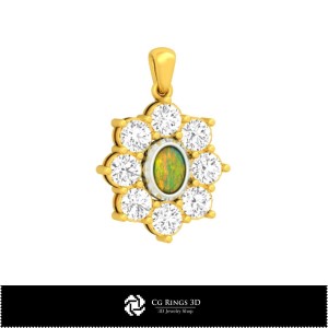 3D-CAD Opal-Anhänger Zuhause, Schmuck 3D-CAD, Anhänger 3D-CAD, 3D Diamant-Anhänger, 3D Opal-Anhänger