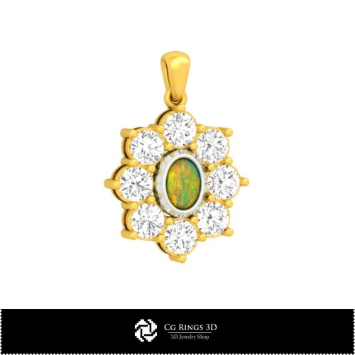 3D-CAD Opal-Anhänger Zuhause, Schmuck 3D-CAD, Anhänger 3D-CAD, 3D Diamant-Anhänger, 3D Opal-Anhänger