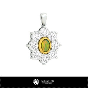 3D CAD Opal Pendant Home, Jewelry 3D CAD, Pendants 3D CAD , 3D Diamond Pendants, 3D Opal Pendants 2