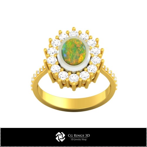 Anillos CAD 3D con Ópalo, Joyería CAD 3D, Anillos CAD 3D, Anillos de Ópalo CAD 3D