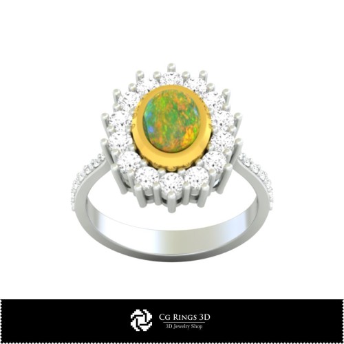 Anillos CAD 3D con Ópalo, Joyería CAD 3D, Anillos CAD 3D, Anillos de Ópalo CAD 3D