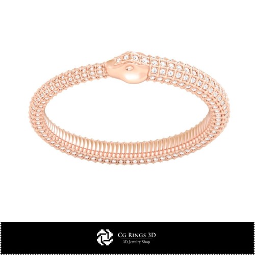 Bracciale a serpentello 3D CAD Home, Gioielleria 3D CAD, Bracciali 3D CAD, Gioielli vintage 3D CAD, Bracciali 3D, Braccialetto