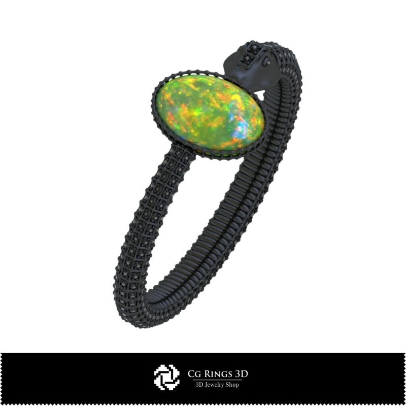 3D-CAD-Schlangenarmband mit Opal, Schmuck 3D-CAD, Armbänder 3D-CAD, Vintage-Schmuck 3D-CAD, 3D-Armbänder, 3D-Armreif, 3D