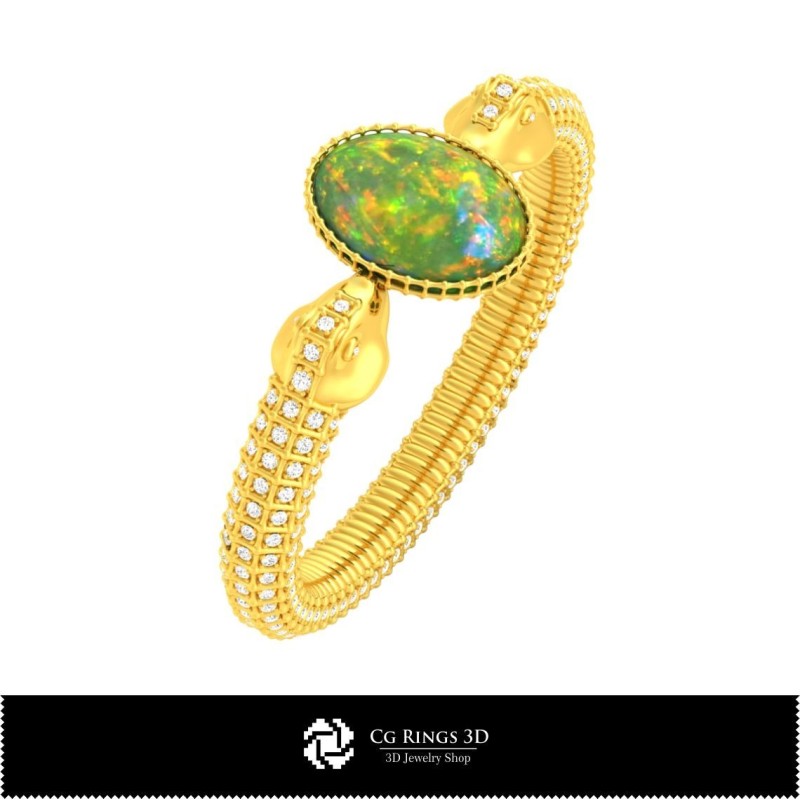 3D CAD Snake Bracelet with Opal Home, Jewelry 3D CAD, Bracelets 3D CAD , Vintage Jewelry 3D CAD , 3D Bracelets, 3D Bangle , 3D 