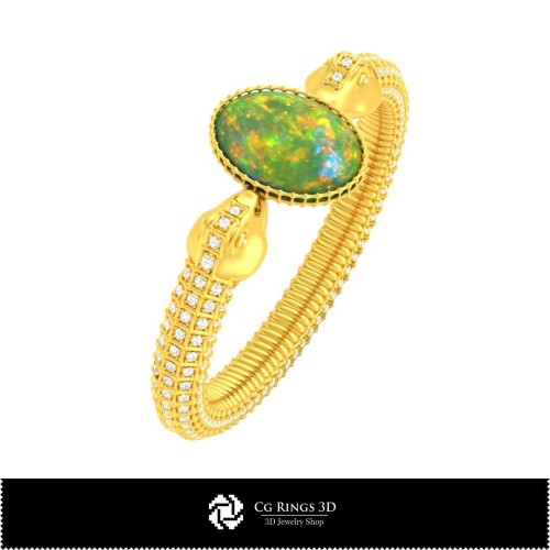 Bracciale serpente 3D CAD con opale, Gioielli 3D CAD, Bracciali 3D CAD, Gioielli vintage 3D CAD, Bracciali 3D, Bracciale rigido