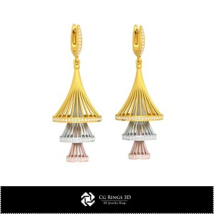 Boucles d'oreilles CAO 3D, Bijoux CAO 3D, Boucles d'oreilles CAO 3D, Boucles d'oreilles pendantes 3D