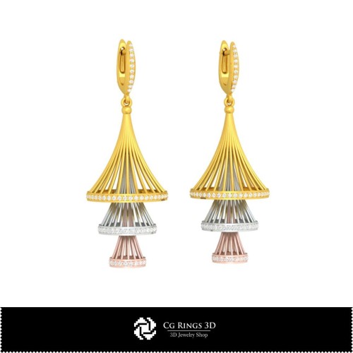 3D CAD Earrings Home, Jewelry 3D CAD, Earrings 3D CAD , 3D Drop Earrings