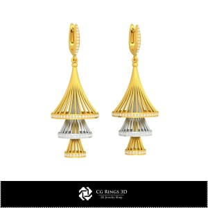 3D-CAD-Ohrringe Zuhause, Schmuck 3D-CAD, Ohrringe 3D-CAD, 3D-Hängeohrringe 2