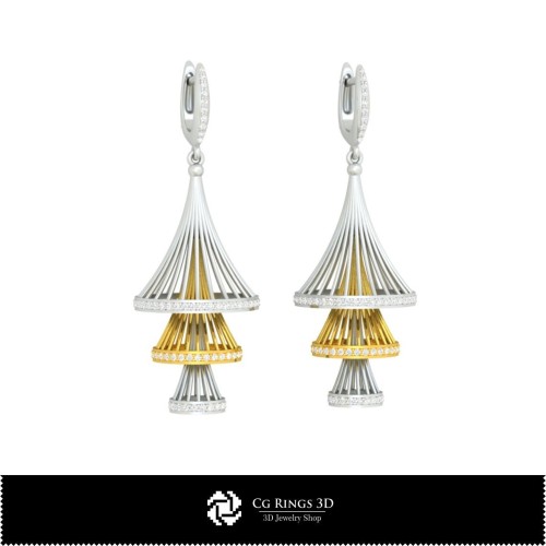 3D-CAD-Ohrringe Zuhause, Schmuck 3D-CAD, Ohrringe 3D-CAD, 3D-Hängeohrringe