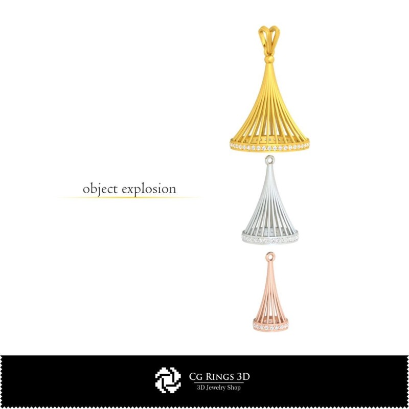Colgante 3D - Joyería 3D CAD para el hogar, Joyería 3D CAD, Colgantes 3D CAD, Colgantes de diamantes 3D