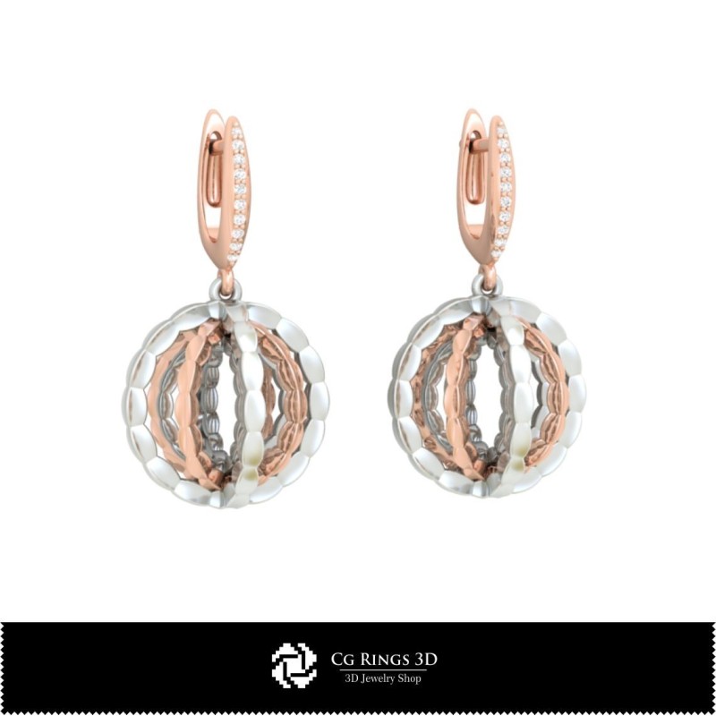 Pendientes CAD 3D, CAD 3D de joyería, Pendientes CAD 3D, Pendientes de diamantes 3D