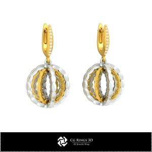 Orecchini CAD 3D Casa, Gioielli CAD 3D, Orecchini CAD 3D, Orecchini con Diamanti 3D 2