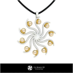 Colgante 3D CAD con Perlas Hogar, Joyería 3D CAD, Colgantes 3D CAD, Colgantes 3D con Perlas 2