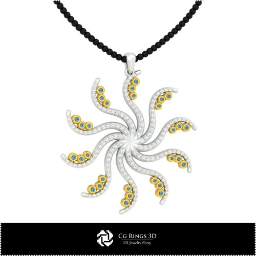 Schmuck-Anhänger 3D-CAD, Schmuck 3D-CAD, Anhänger 3D-CAD, 3D-Diamantanhänger, 3D-Blütenanhänger