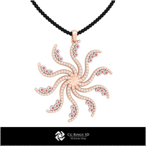 Schmuck-Anhänger 3D-CAD, Schmuck 3D-CAD, Anhänger 3D-CAD, 3D-Diamantanhänger, 3D-Blütenanhänger